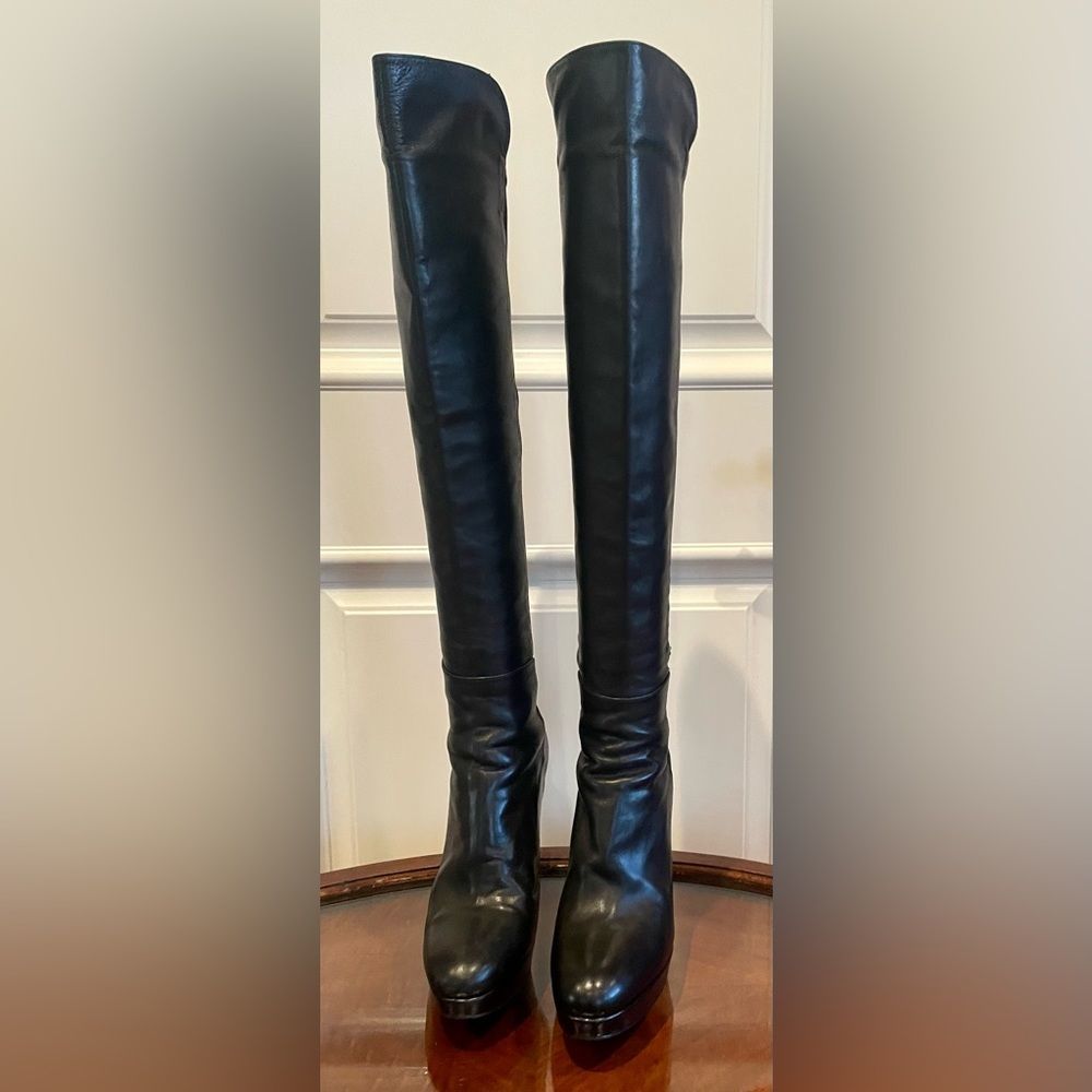 Stuart Weitzman Thigh High Black Leather Luxury Boots